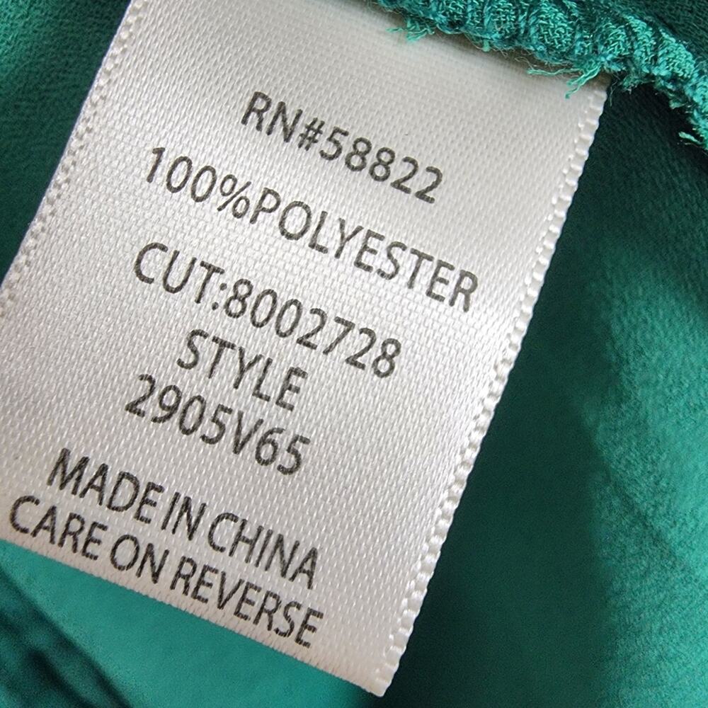Max Studio Jade Green Pleated Satin Polka Dot Midi Dress NWT Flutter Sleeve Sm - Picture 11 of 12